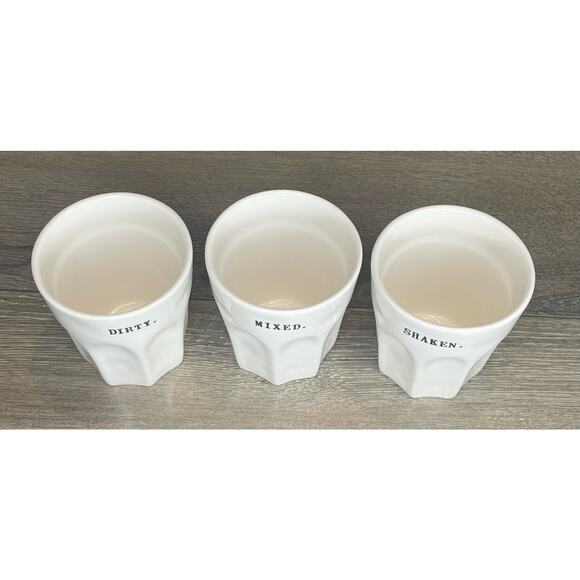 Rae Dunn Ceramic DRINKING GLASS Set (3) Glassware 8oz DIRTY MIXED SHAKEN Martini - Picture 9 of 10